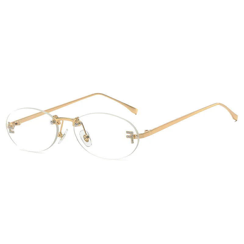 Rimless Retro Oval Sunglasses